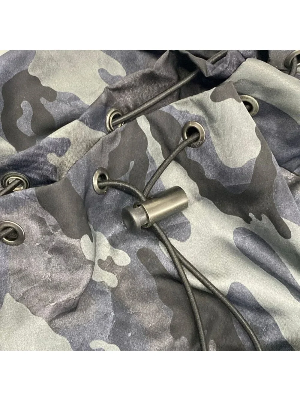 Prada Backpack Dark Navy Gray Multi Leather Tag Camouflage Pattern